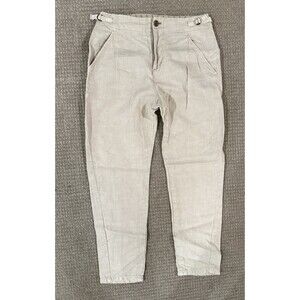 Pas de Calais Paris Cream Linen High Rise Straight Leg Pants Women’s 36 Us 6